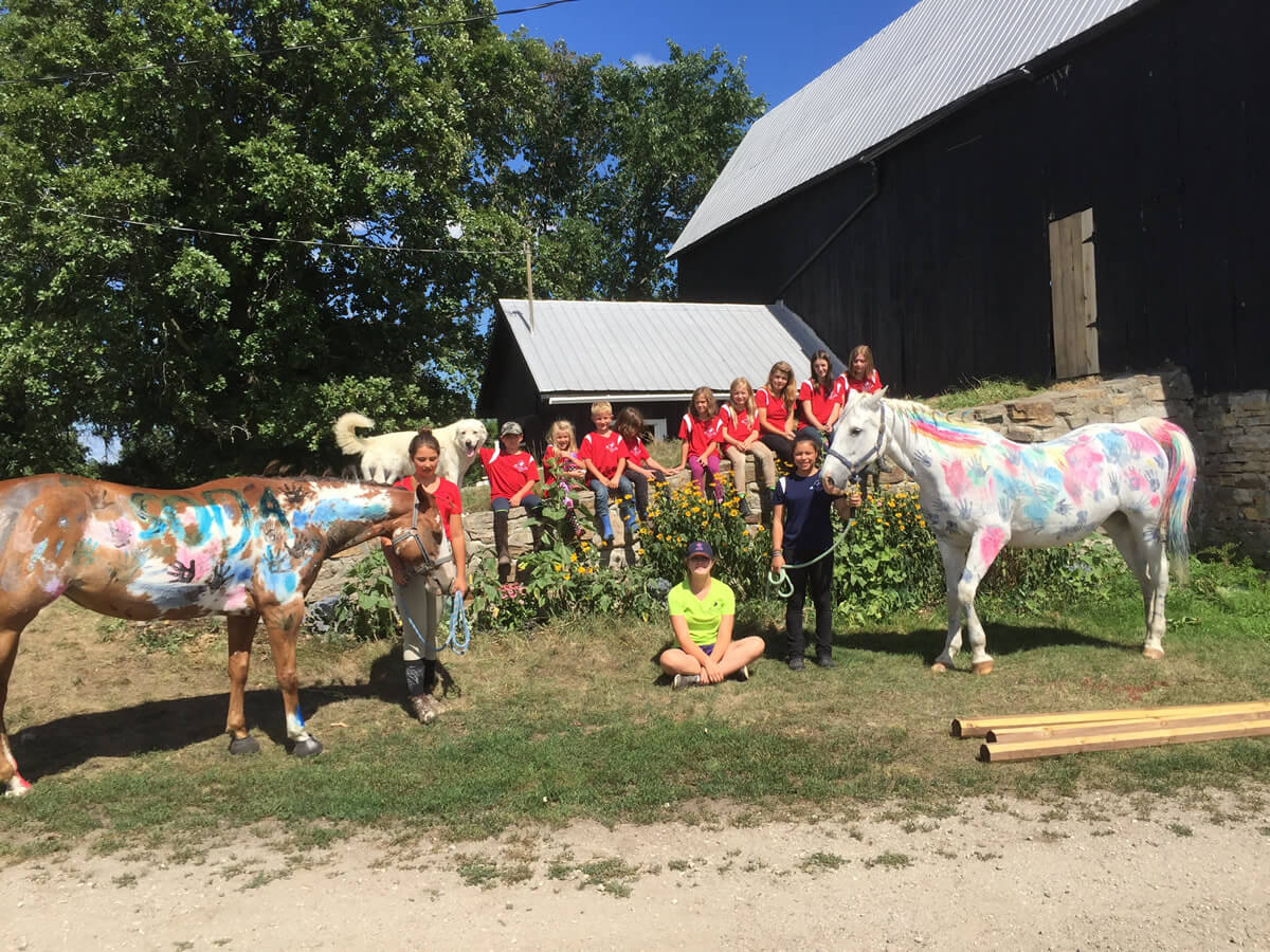 kids with painted horses during summer camp at Preston Rosedale Farm kids with painted horses during summer camp at Preston Rosedale Farm